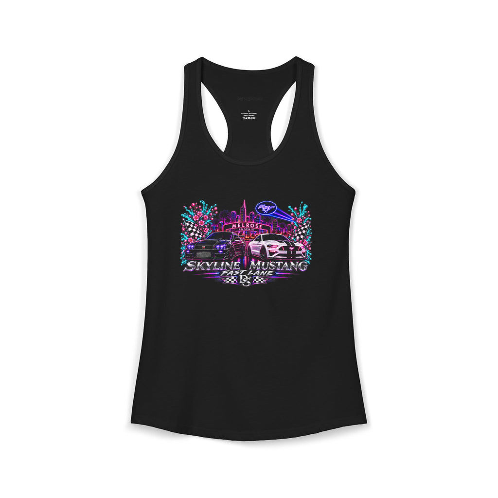 Women's Black  Racerback Raccecar Tank