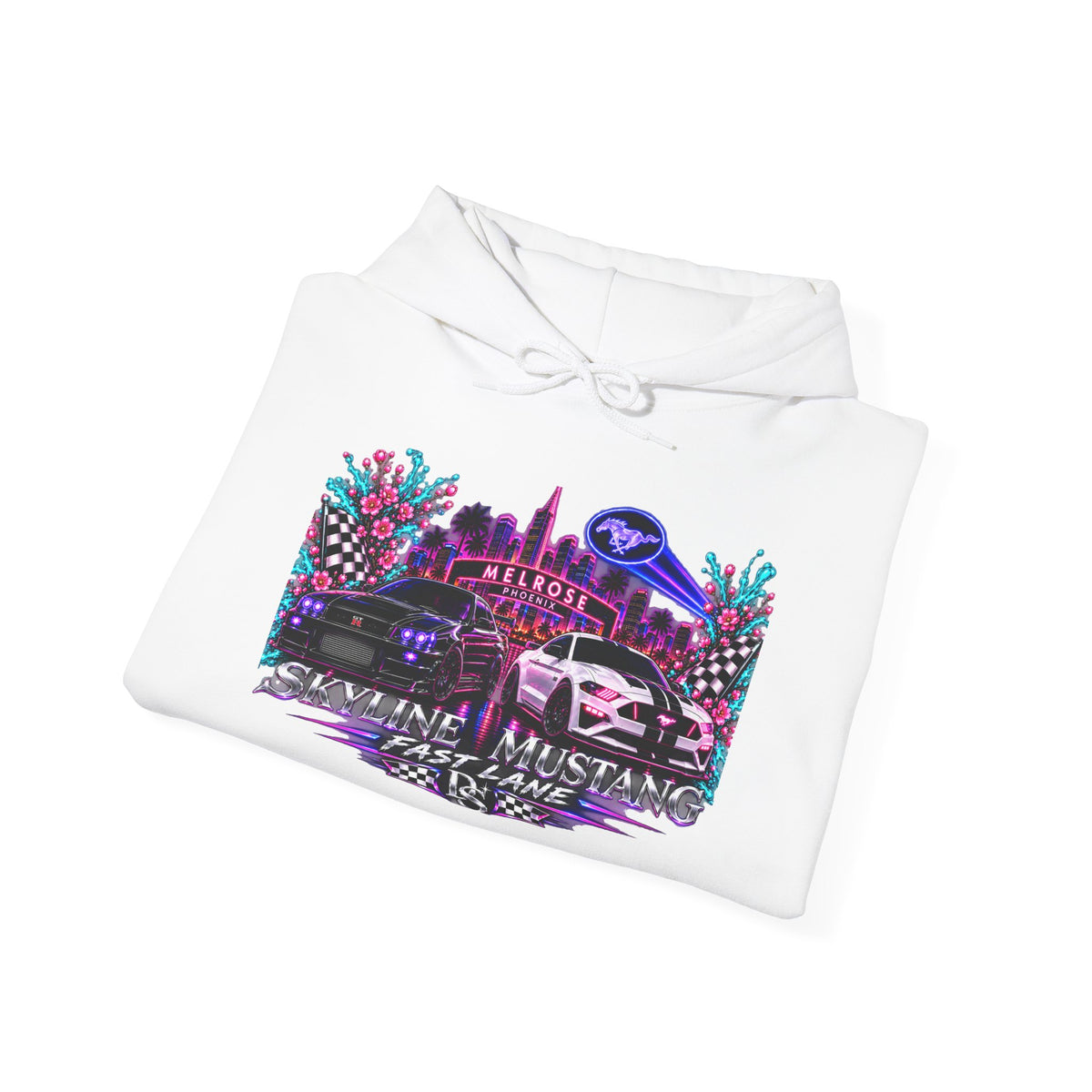 Retro Cybercar Hoodie — "Hit the Gas" Neon Vaporwave Streetwear