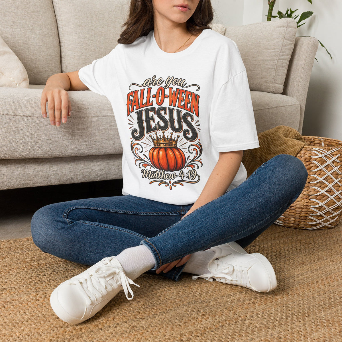 Fall-O-Ween Jesus T-Shirt — Funny Christian Pumpkin Fall Tee