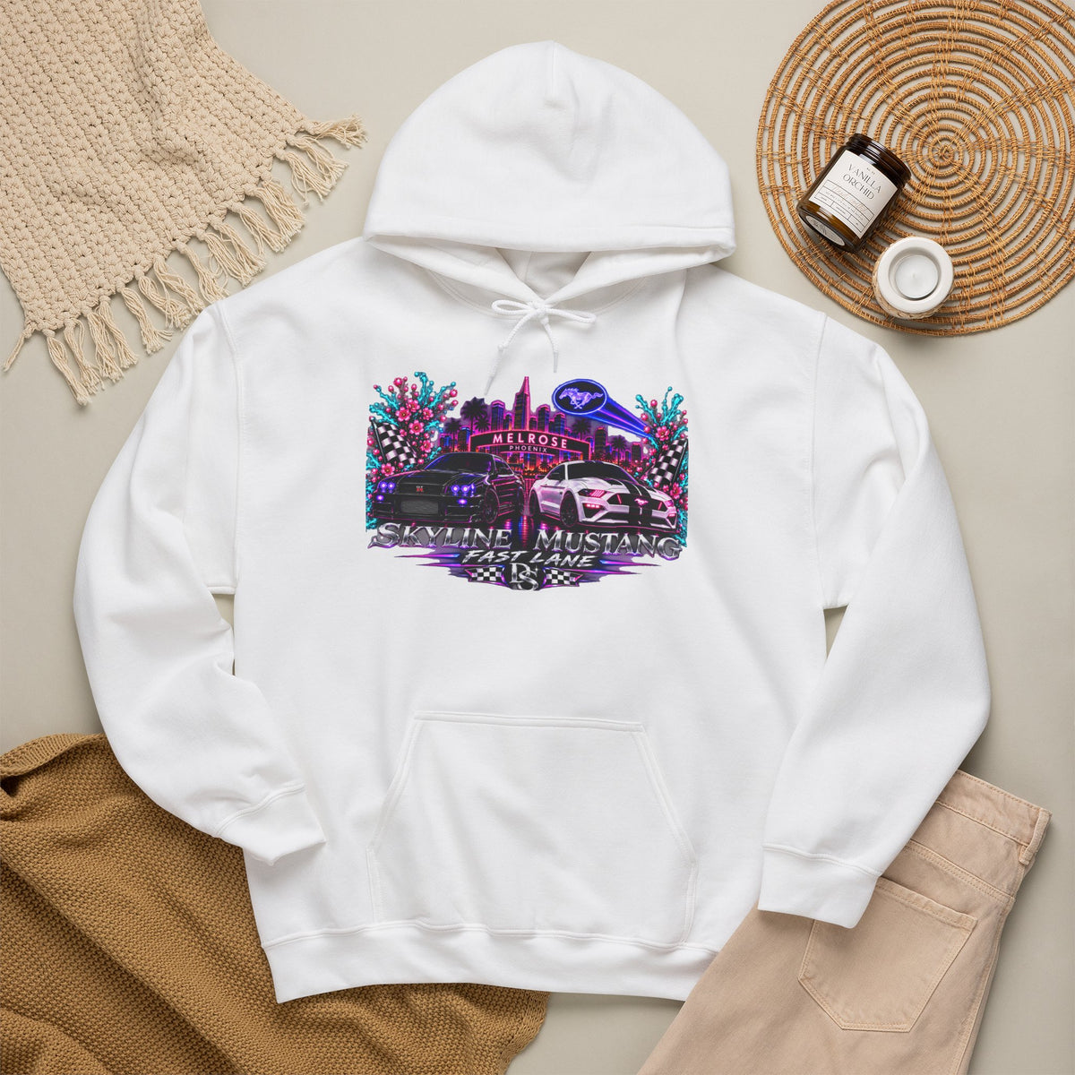 Retro Cybercar Hoodie — "Hit the Gas" Neon Vaporwave Streetwear