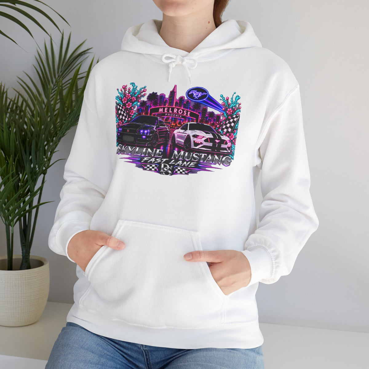 Retro Cybercar Hoodie — "Hit the Gas" Neon Vaporwave Streetwear