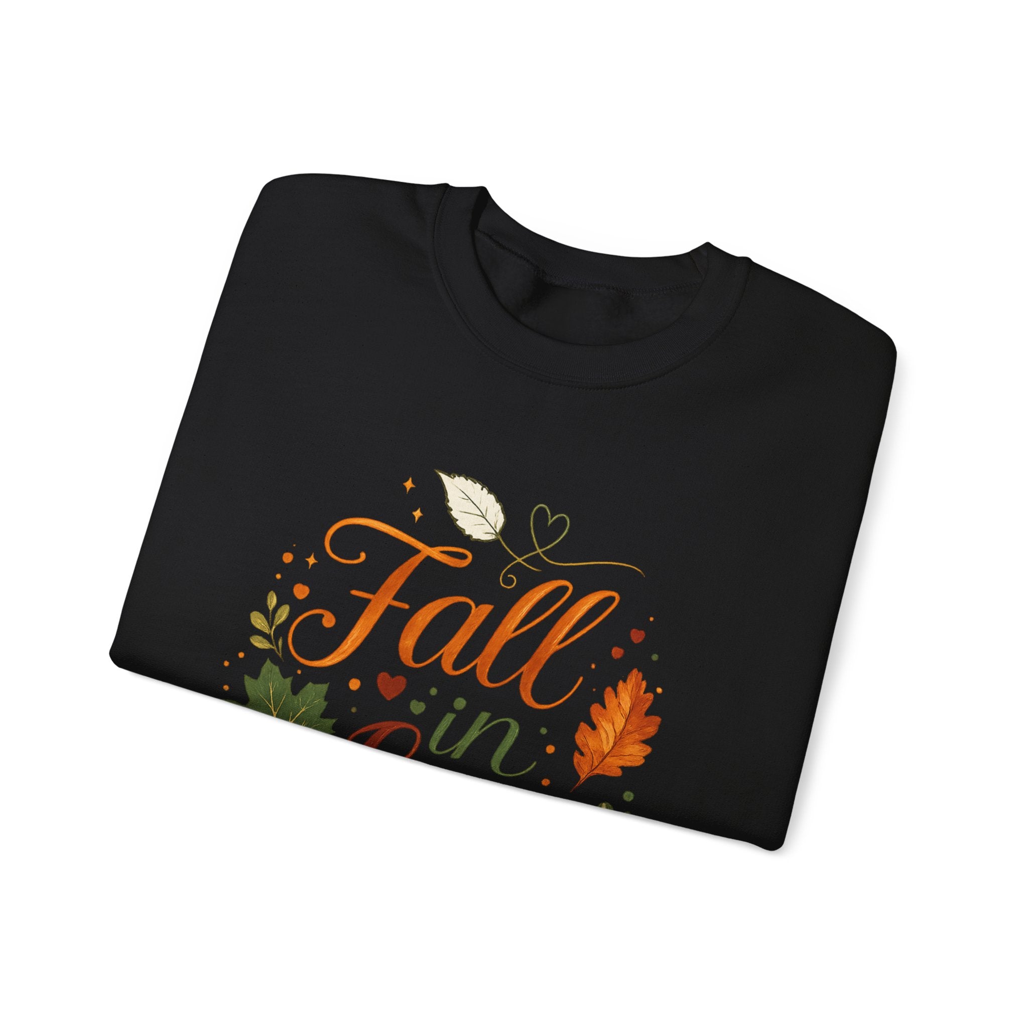 Fall in Love Sweatshirt — Autumn Pumpkin & Leaves Cozy Crewneck