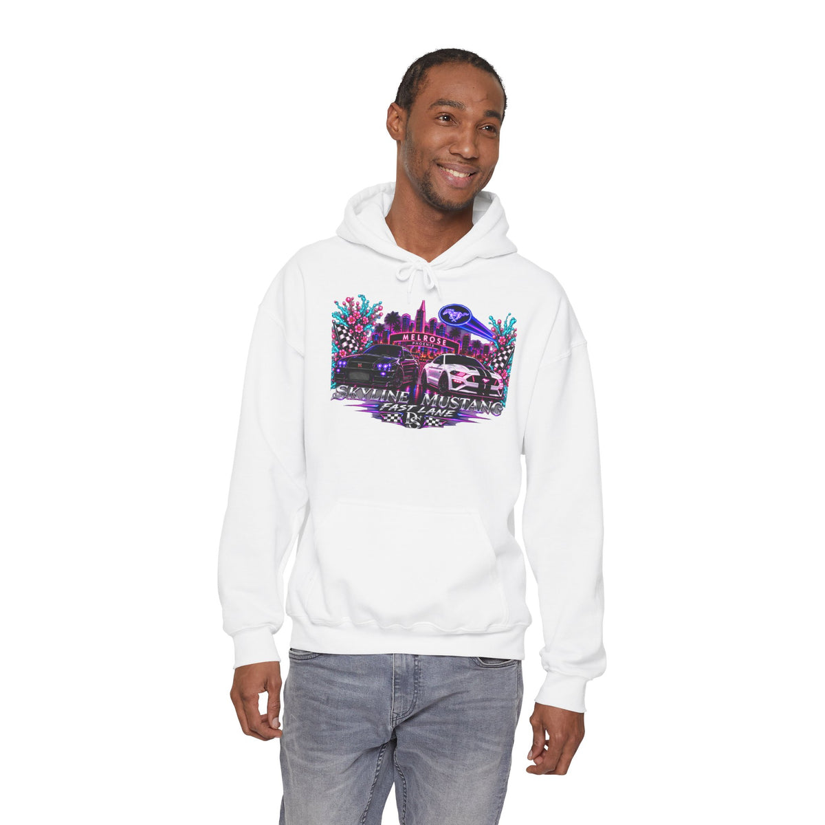 Retro Cybercar Hoodie — "Hit the Gas" Neon Vaporwave Streetwear
