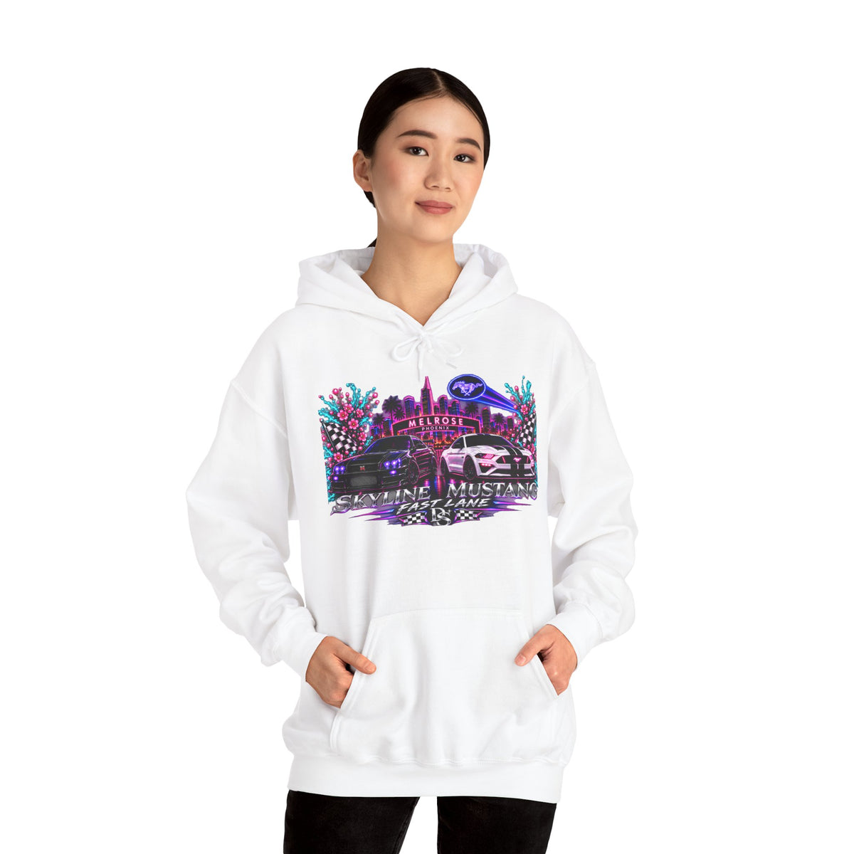 Retro Cybercar Hoodie — "Hit the Gas" Neon Vaporwave Streetwear