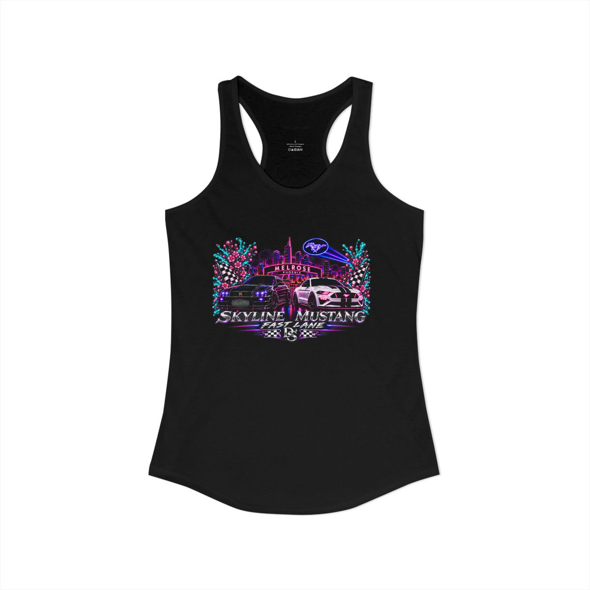 Women's Black  Racerback Raccecar Tank
