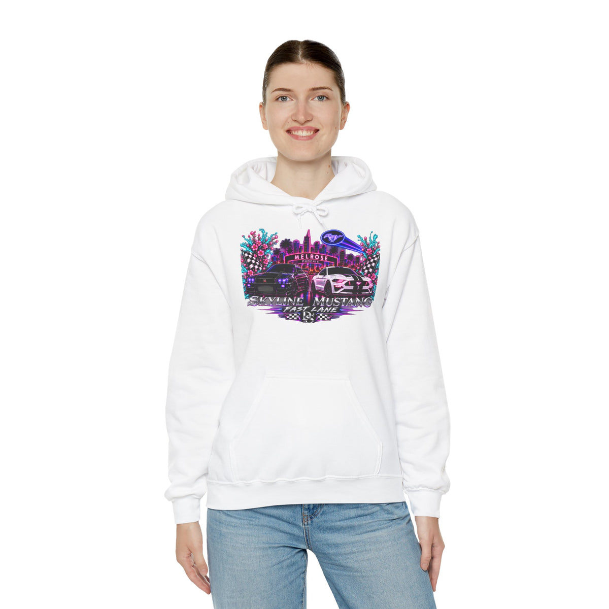 Retro Cybercar Hoodie — "Hit the Gas" Neon Vaporwave Streetwear