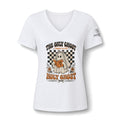 Women's V-Neck Tee — 'The Only Ghost I Follow Is The Holy Ghost' Vintage Halloween Graphic