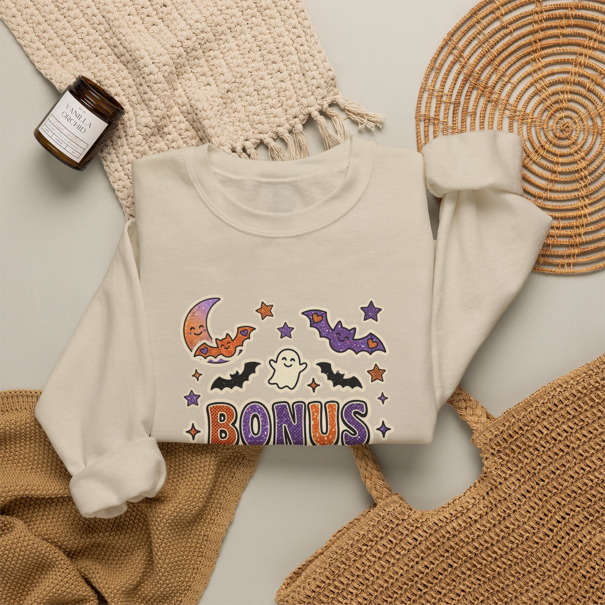 Bonus Mom Crewneck Sweatshirt | Halloween Family Shirts, Matching Spooky Name Design