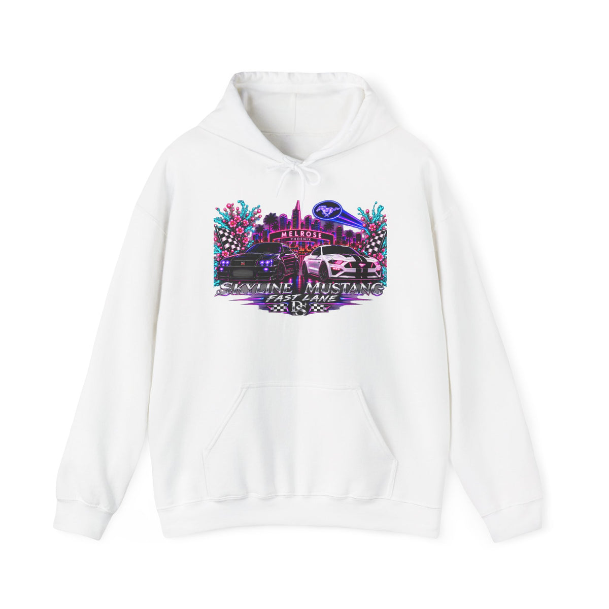 Retro Cybercar Hoodie — "Hit the Gas" Neon Vaporwave Streetwear