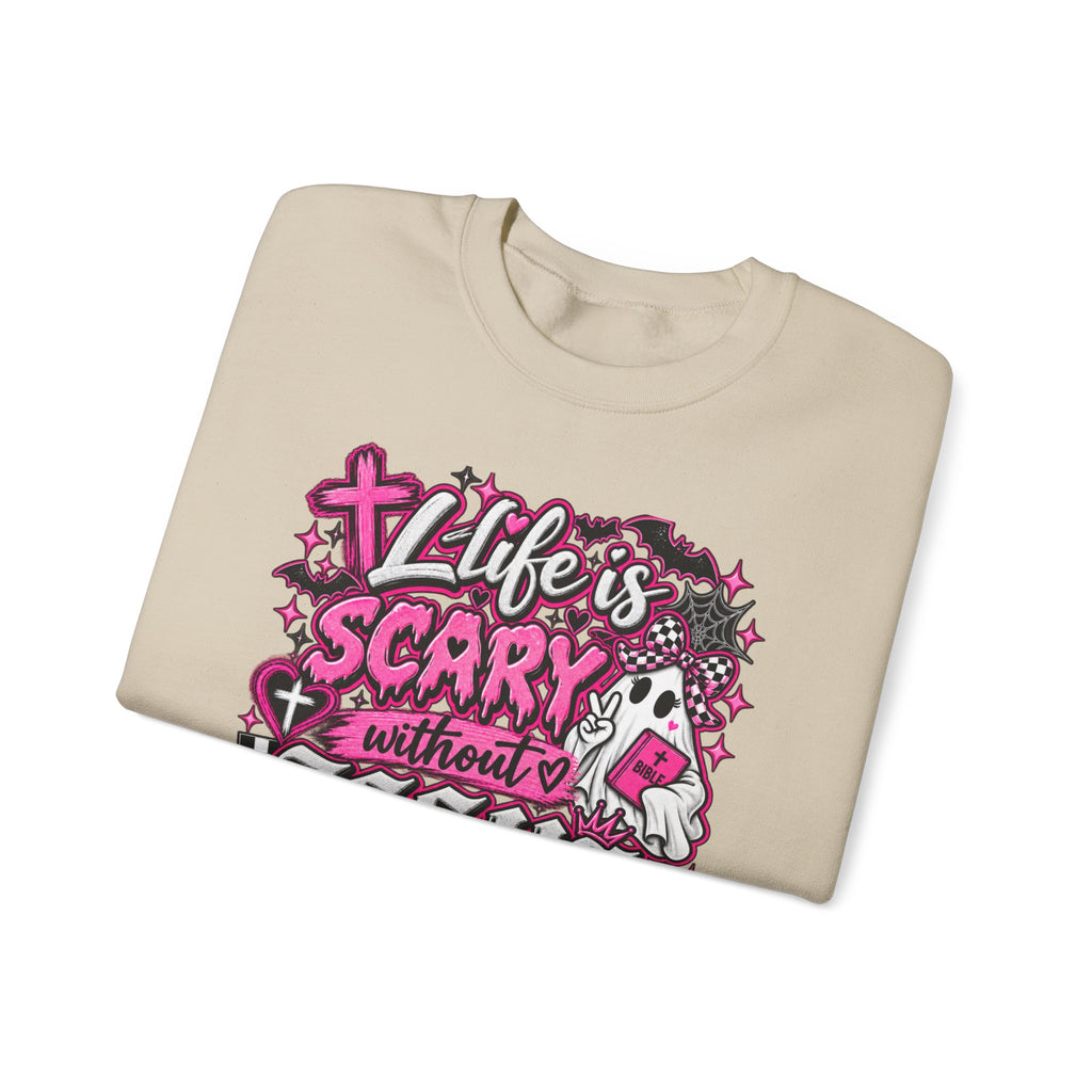 Life Is Scary Without Jesus Christian Crewneck Sweatshirt