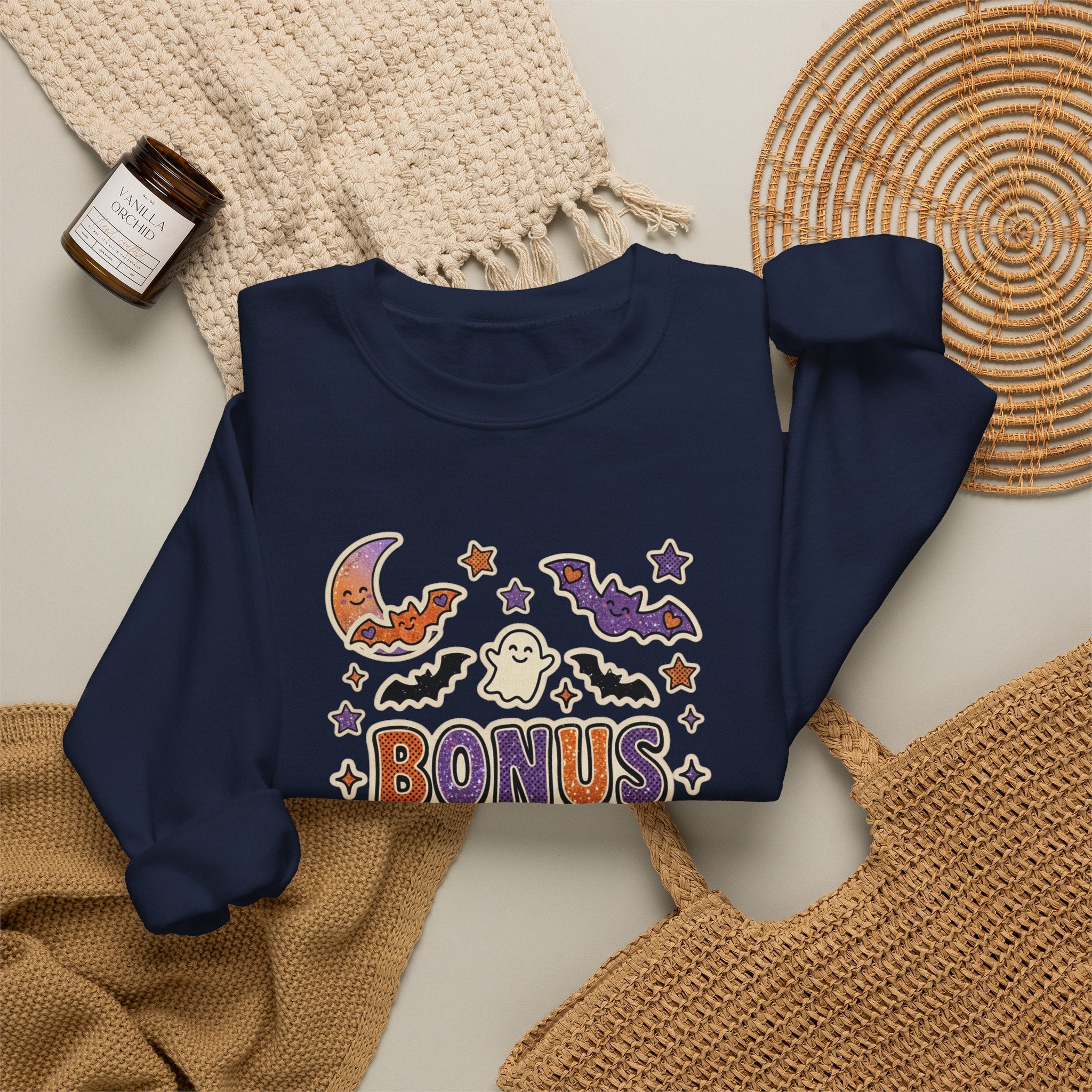 Bonus Mom Crewneck Sweatshirt | Halloween Family Shirts, Matching Spooky Name Design