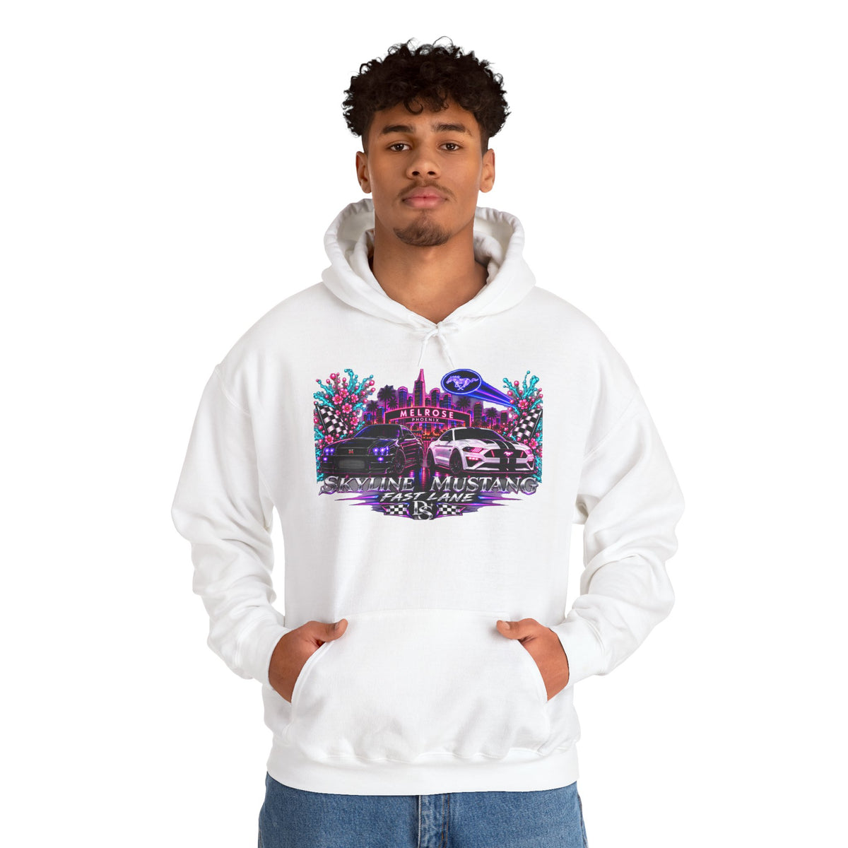 Retro Cybercar Hoodie — "Hit the Gas" Neon Vaporwave Streetwear