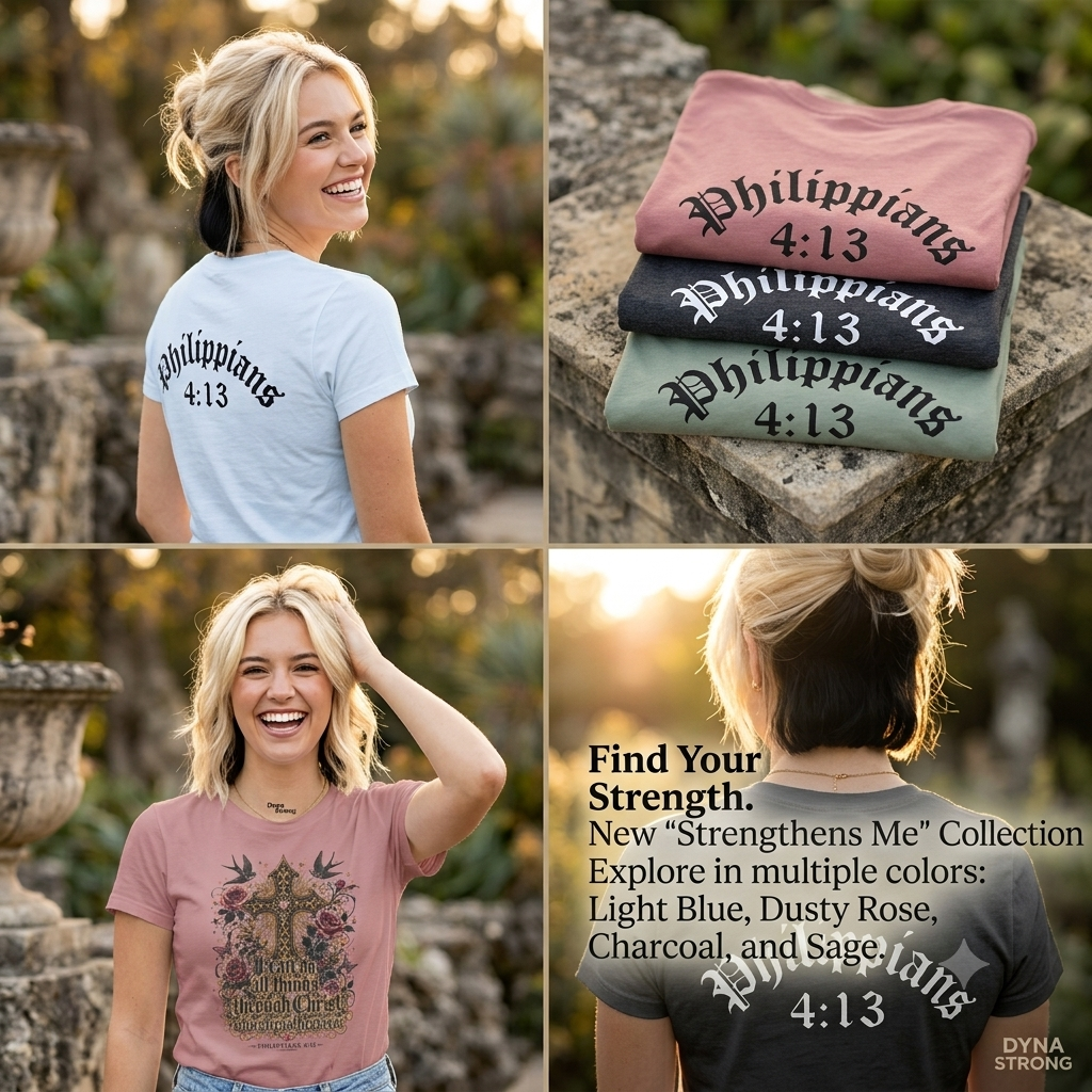 Women's Black Women’s Softstyle "Strengthens Me" Philippians 4:13 Inspirational T-Shirt Cotton