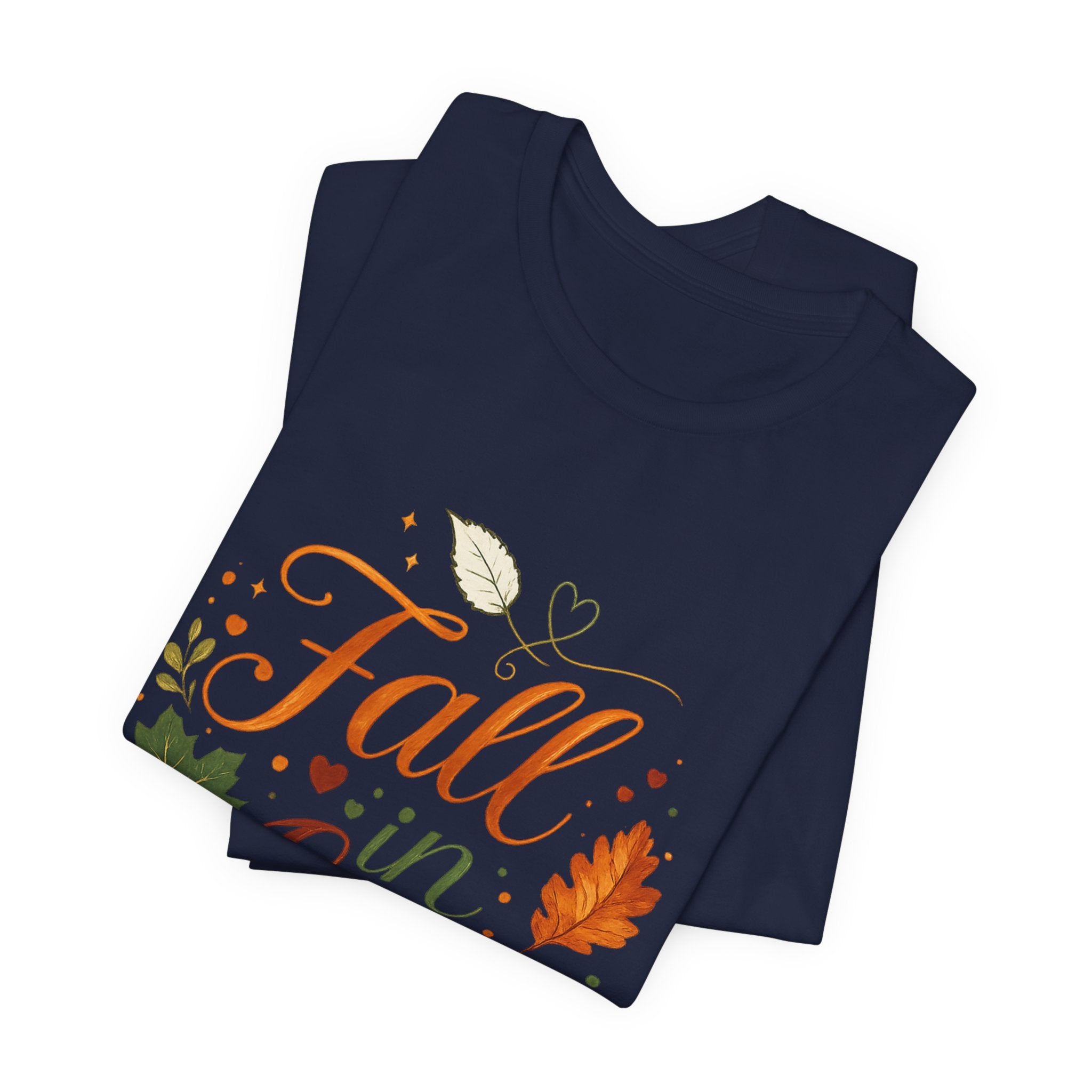 Fall in Love Tee — Autumn Pumpkin & Leaves Graphic Shirt