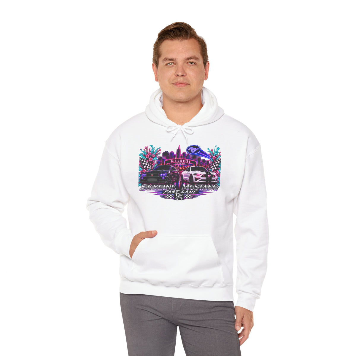 Retro Cybercar Hoodie — "Hit the Gas" Neon Vaporwave Streetwear