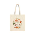 Fall in Love Canvas Tote — Autumn Pumpkin Leaves Grocery & Market Bag