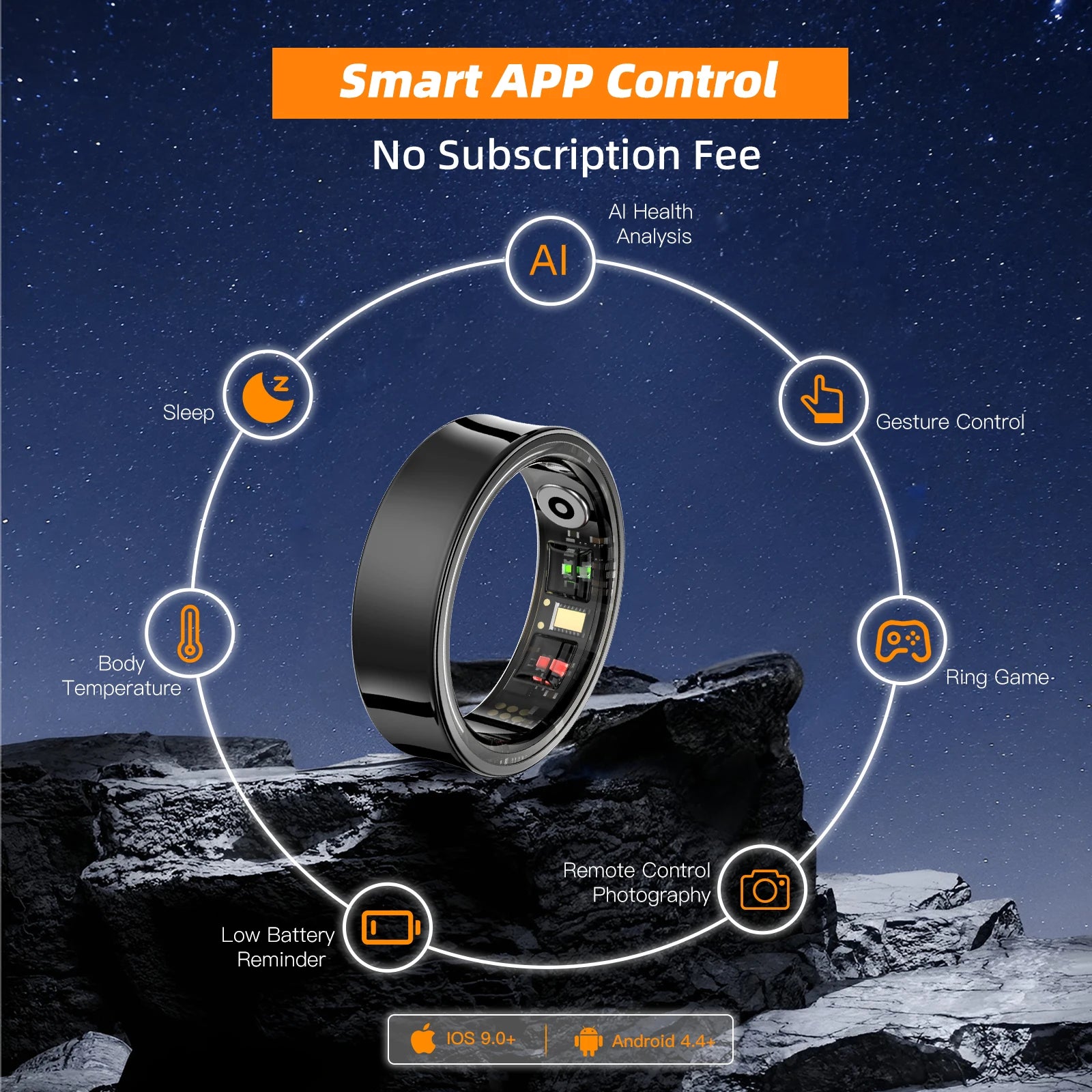 Smart Ring Premium Temperature Remote Control Sports Sleep Health Fitness Fasion Ring for Samsung Ios Phone for Woman Man