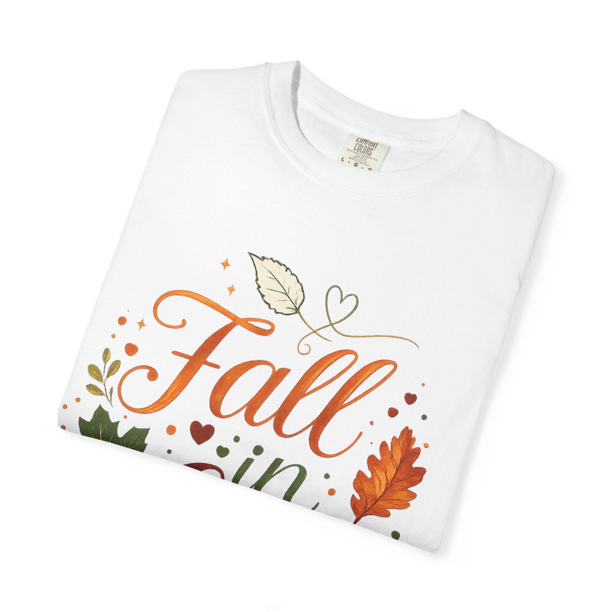 Fall in Love T-Shirt — Autumn Pumpkin & Leaves Graphic Tee