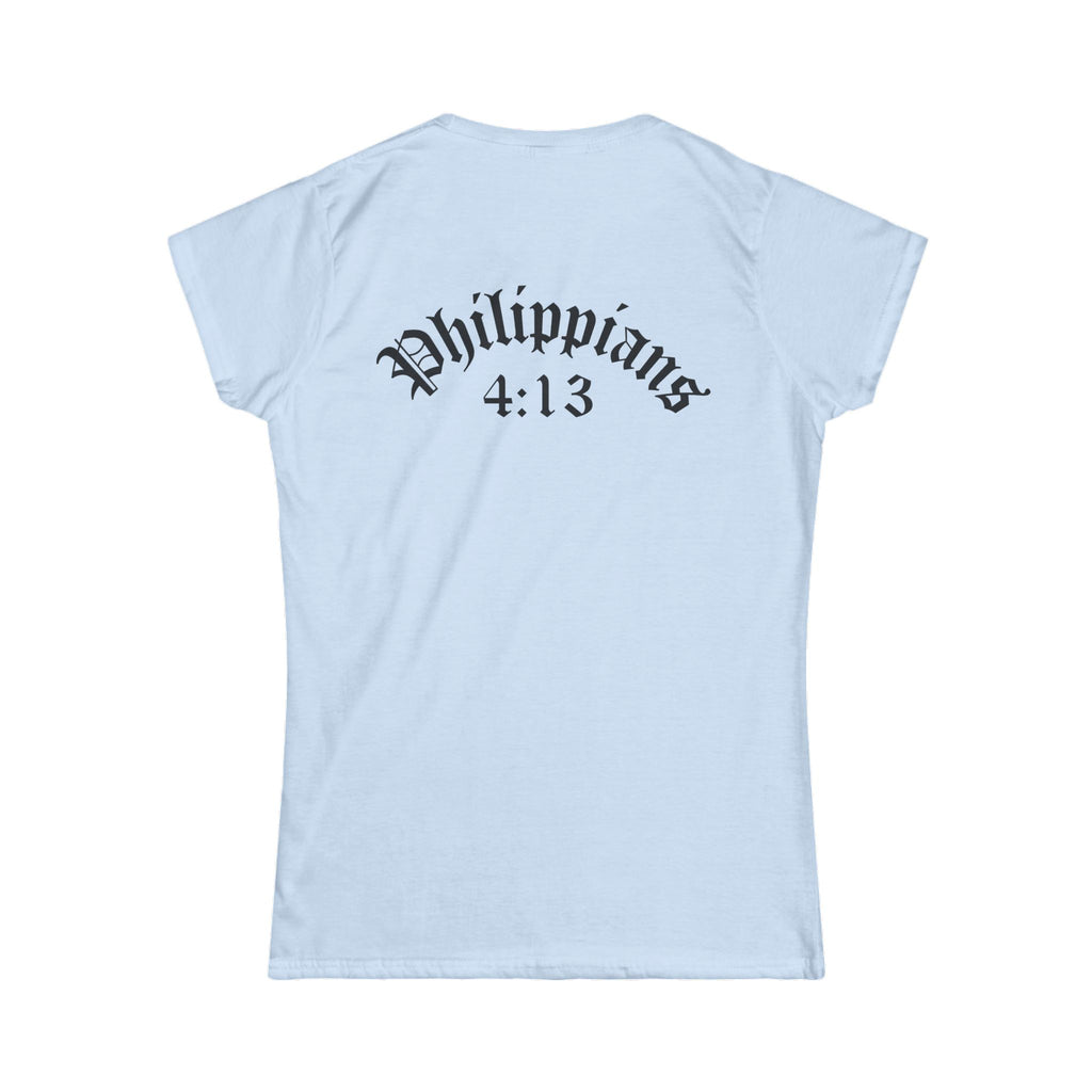 Women’s Softstyle "Strengthens Me" Philippians 4:13 Inspirational T-Shirt – Azalea Pink, Baby Blue, or Black