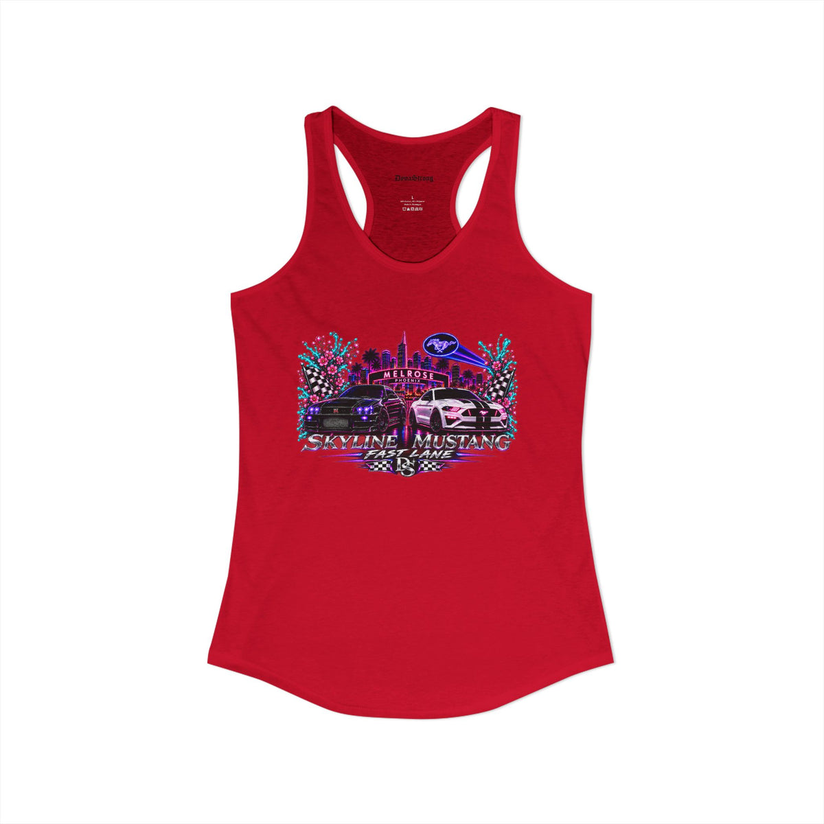 Women's Black  Racerback Raccecar Tank