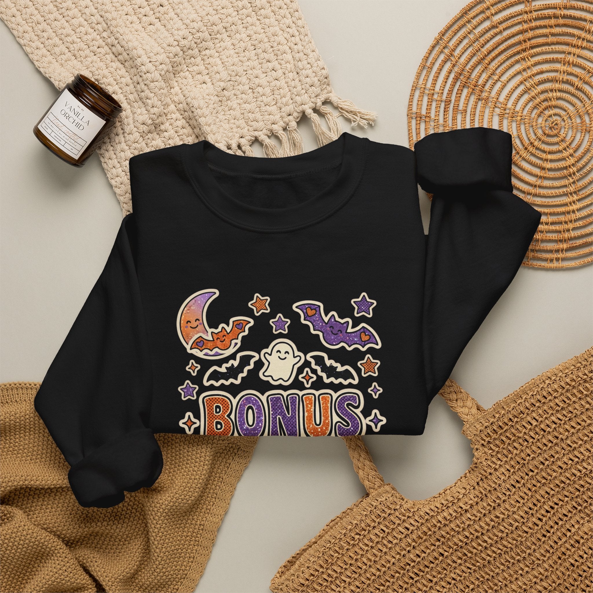 Bonus Mom Crewneck Sweatshirt | Halloween Family Shirts, Matching Spooky Name Design
