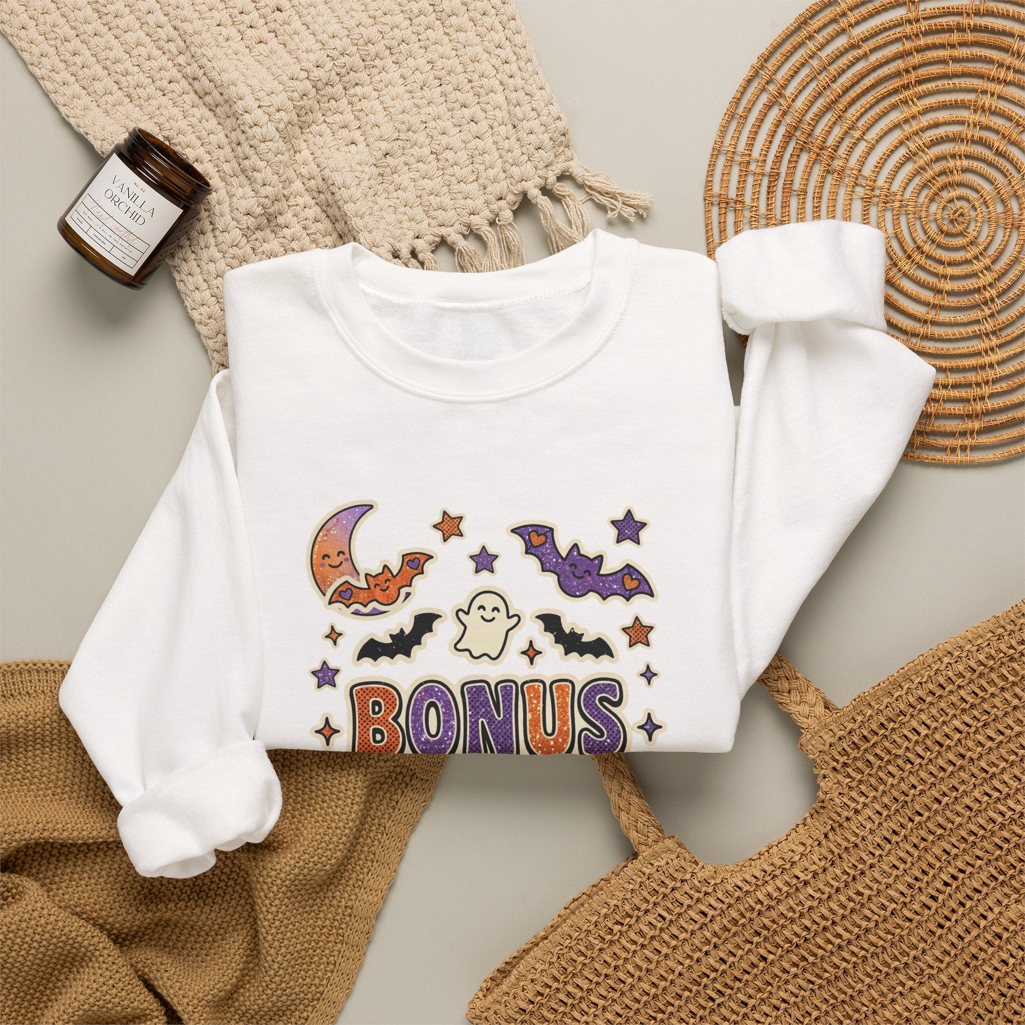 Bonus Mom Crewneck Sweatshirt | Halloween Family Shirts, Matching Spooky Name Design