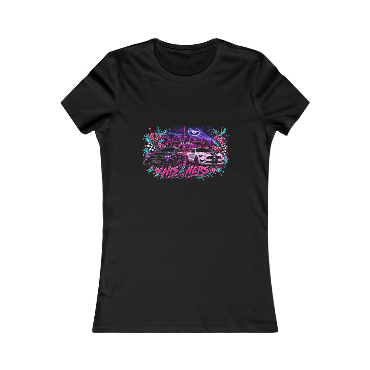 Women's Tee — Retro Neon Racecar Graphic "Need for Speed"