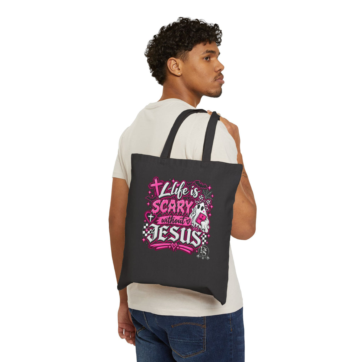 Life’s Scary Without Jesus Christian Canvas Tote Bag