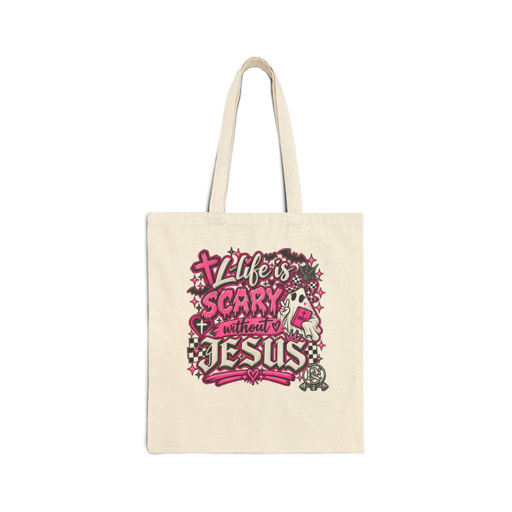 Life’s Scary Without Jesus Christian Canvas Tote Bag