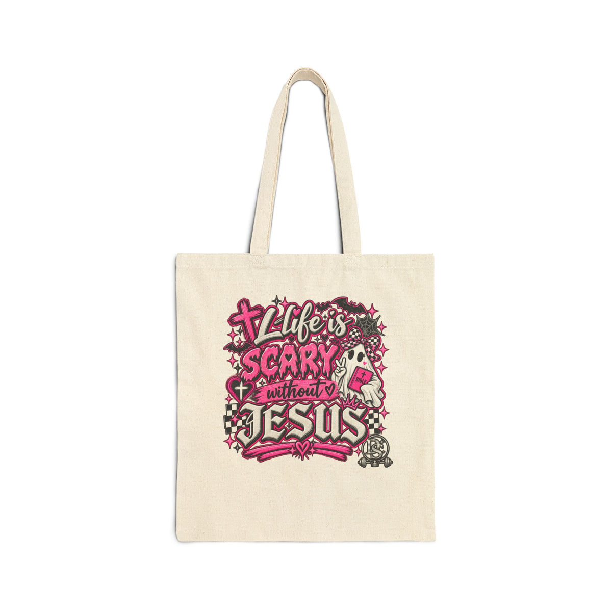 Life’s Scary Without Jesus Christian Canvas Tote Bag