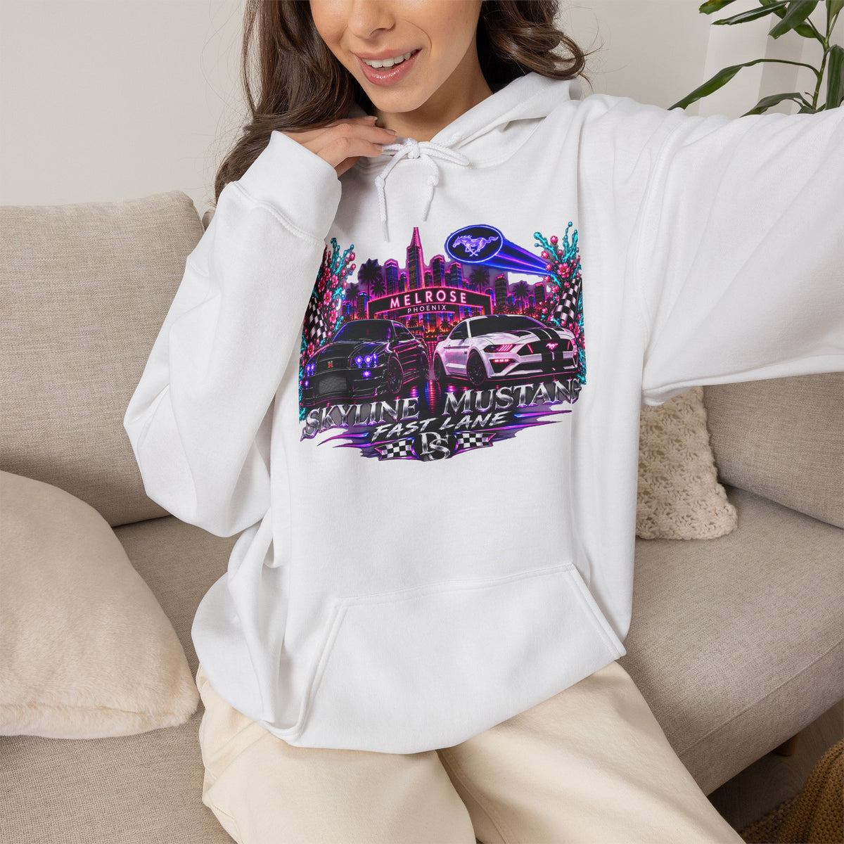 Retro Cybercar Hoodie — "Hit the Gas" Neon Vaporwave Streetwear