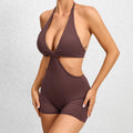 Sexy Backless Scrunch Sporty Short Jumpsuit Raises Butt Playsuit Women Romper Gym One Piece Yoga Set White Red Fitness Overalls