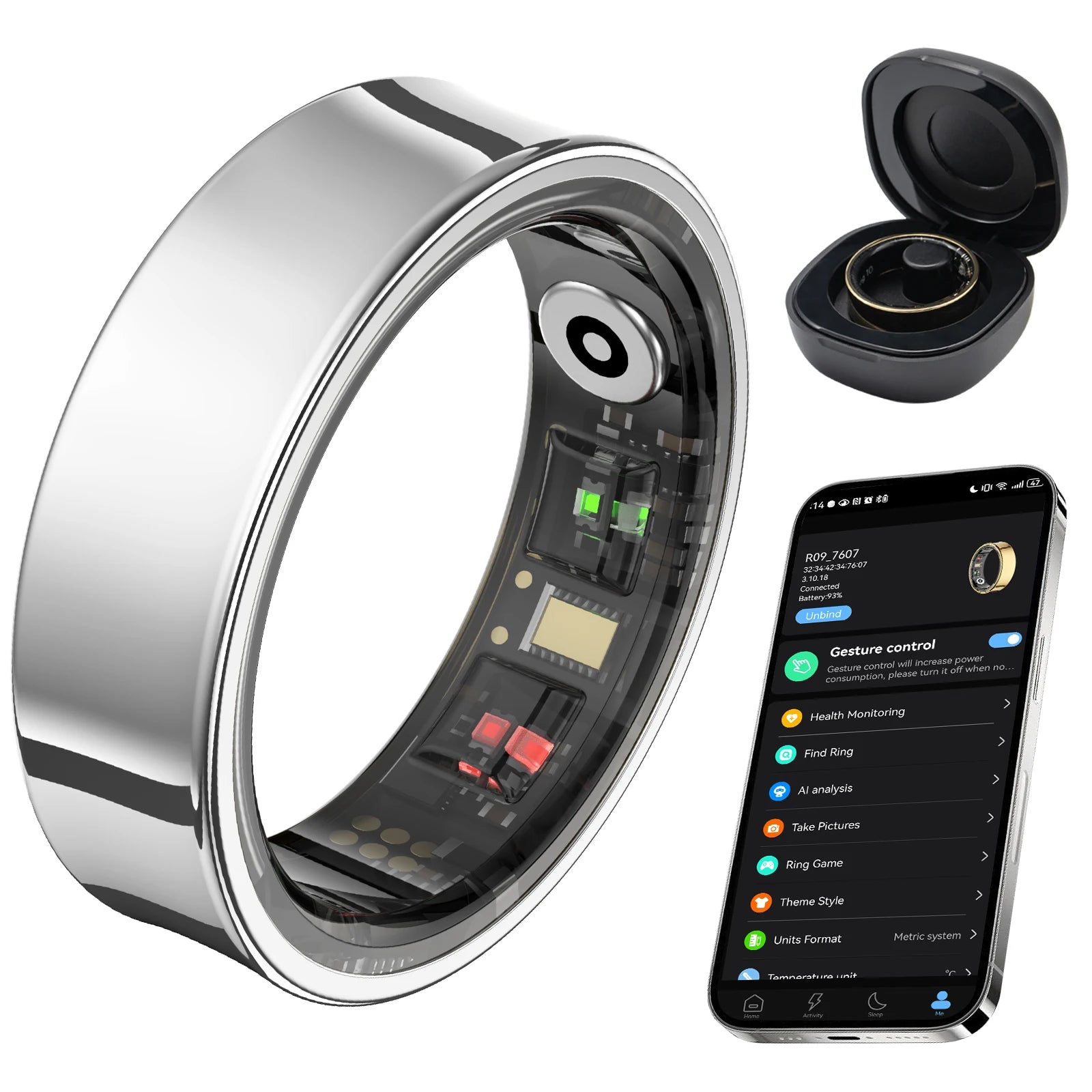Smart Ring Premium Temperature Remote Control Sports Sleep Health Fitness Fasion Ring for Samsung Ios Phone for Woman Man
