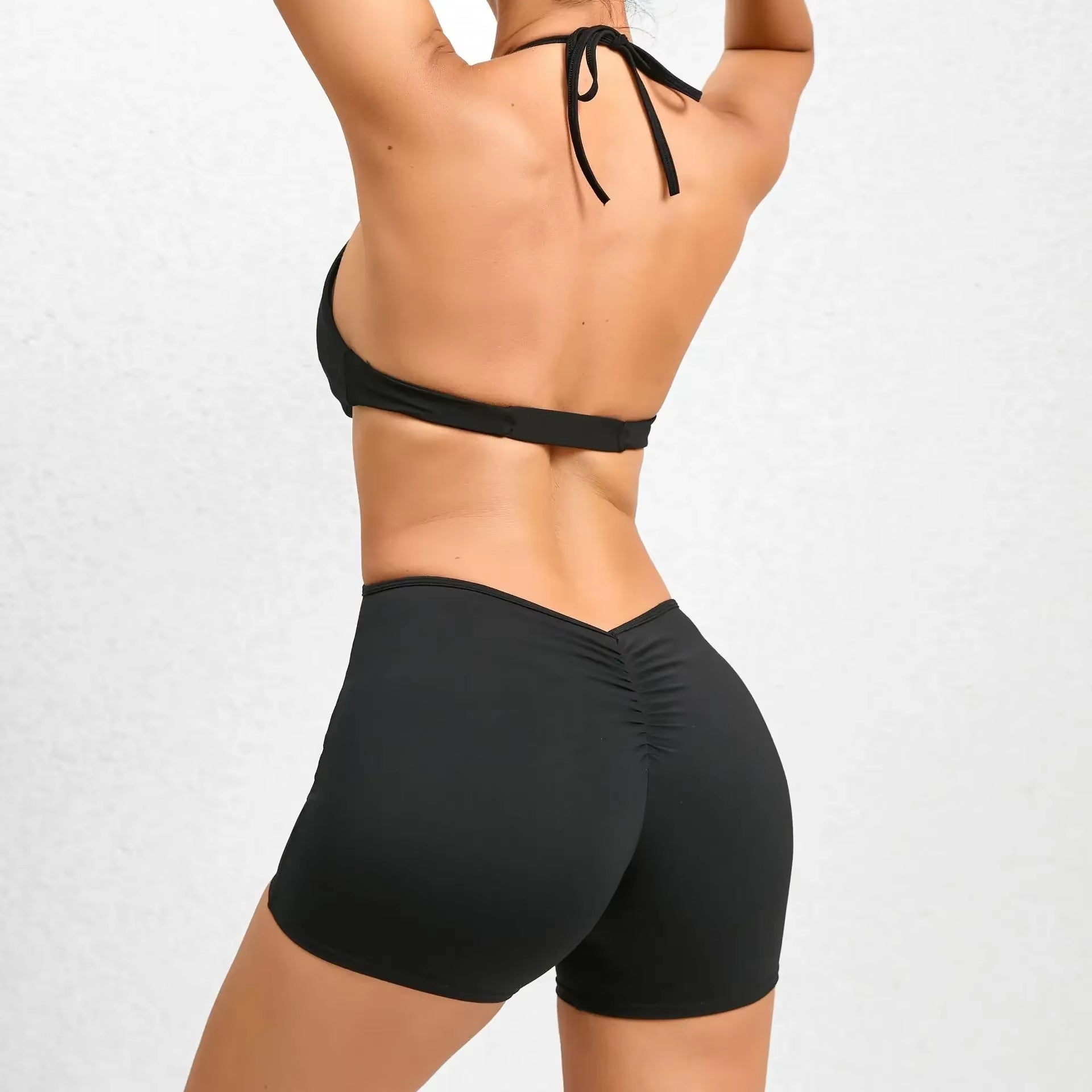 Sexy Backless Scrunch Sporty Short Jumpsuit Raises Butt Playsuit Women Romper Gym One Piece Yoga Set White Red Fitness Overalls