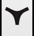 Women's Black Cotton Thong - No Show Low Rise Underwear