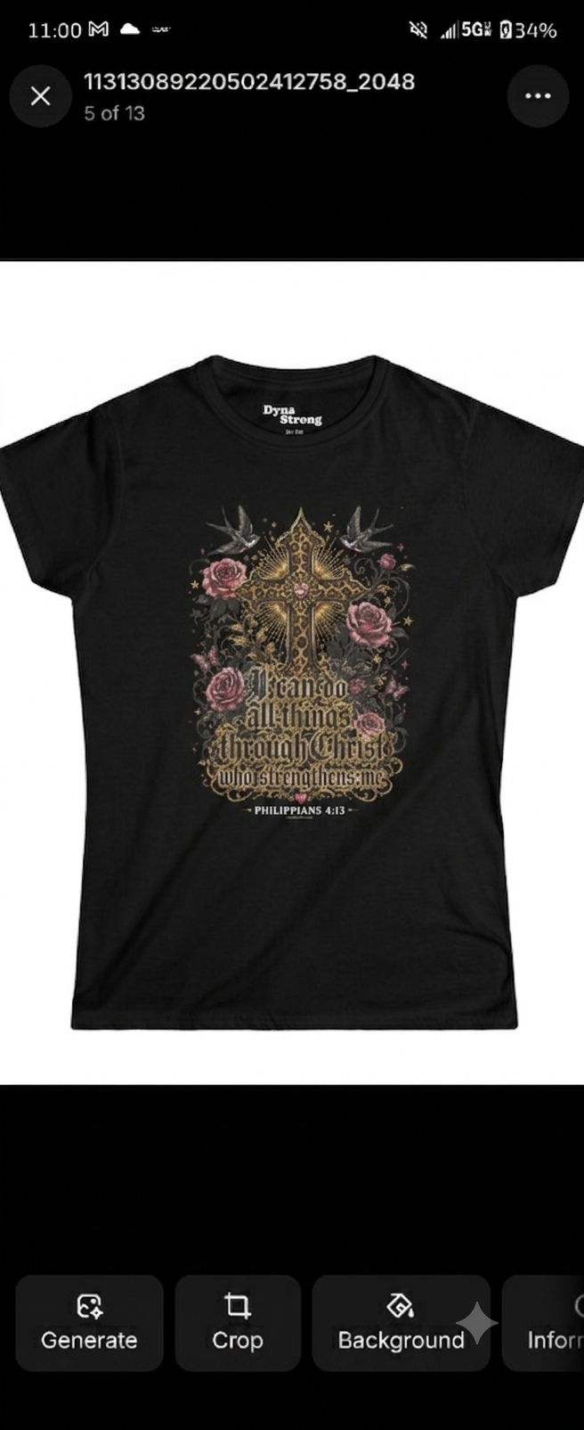 Women's Black Women’s Softstyle "Strengthens Me" Philippians 4:13 Inspirational T-Shirt Cotton